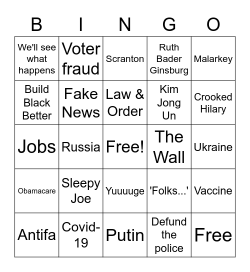 Debate Bingo Card