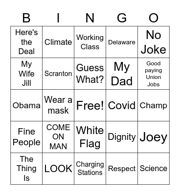 NA Social Trump Biden Round 1 Bingo Card