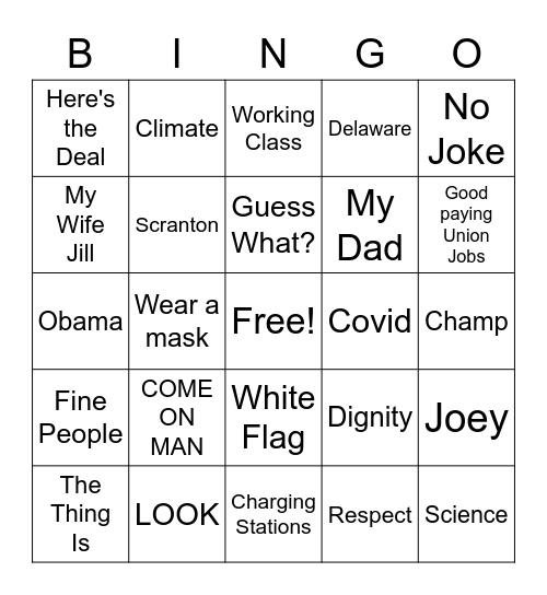 NA Social Trump Biden Round 1 Bingo Card