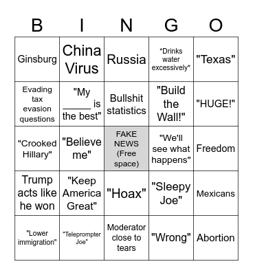 Trump Bingo Card