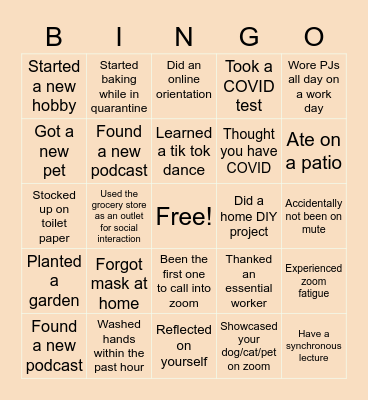 COVID BINGO Card