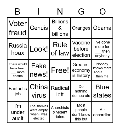 DIPSHIT DON Bingo Card