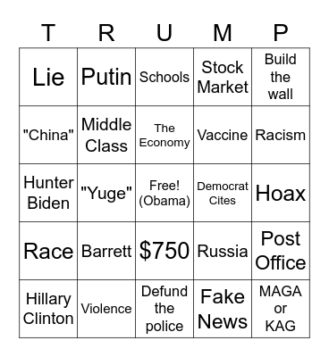Debate Bingo Card