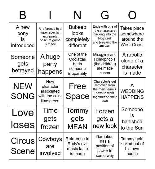 Toon HLVRAI Season 2 Bingo Card
