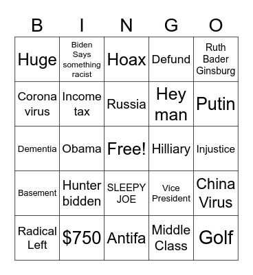 Not my president season 2\ Bingo Card