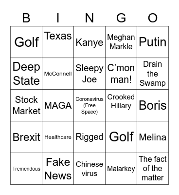 Presidential Debate BINGO Card