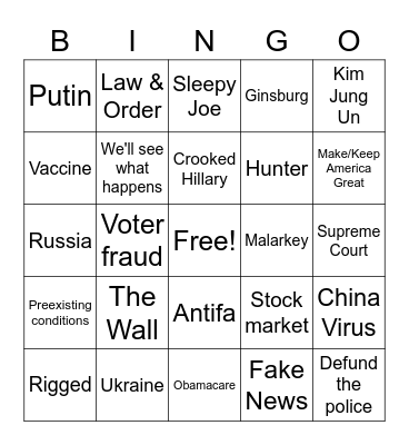 Debate B-I-N-G-O! Bingo Card