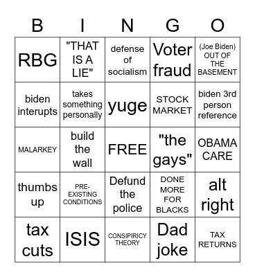 Presidential Debate! Bingo Card
