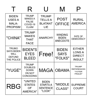 Washingtonian Prez Debate Bingo Card