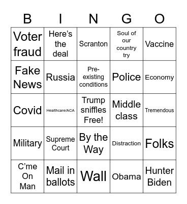 Debate Debacle Bingo Card