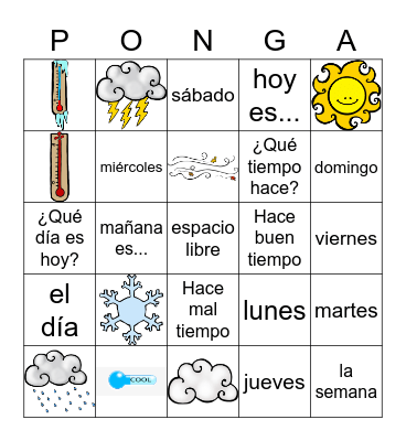 El tiempo y los días Bingo Card