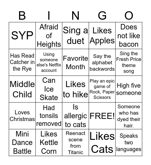 Human Bingo Card