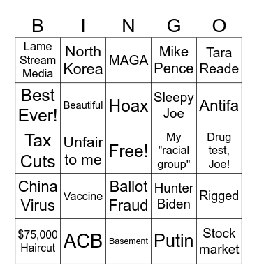 Presidential Debate-Red Card Bingo Card