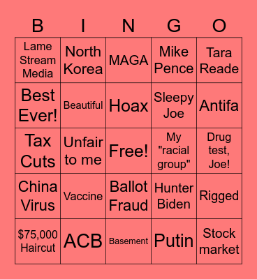 Presidential Debate-Red Card Bingo Card