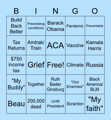 Presidential Debate-Blue Card Bingo Card