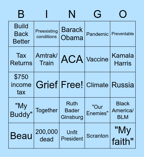Presidential Debate-Blue Card Bingo Card