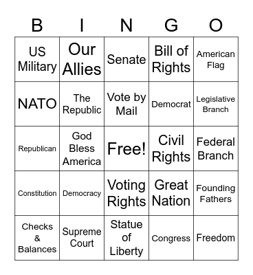 Presidential Debate-White Card Bingo Card