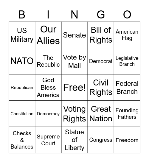 Presidential Debate-White Card Bingo Card