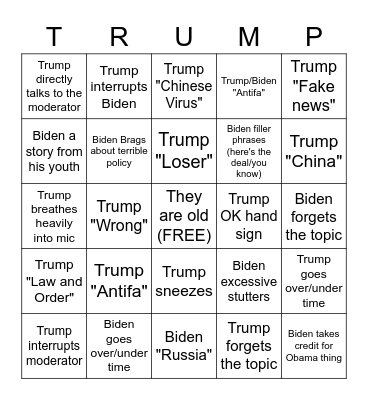 BIDEN VS TRUMP Bingo Card