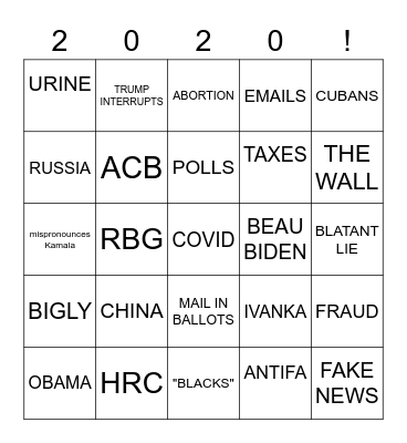 Olivia's Debate Bingo Card
