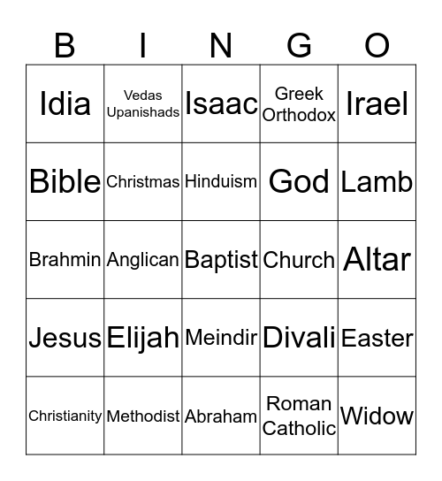 Bible Bingo Card