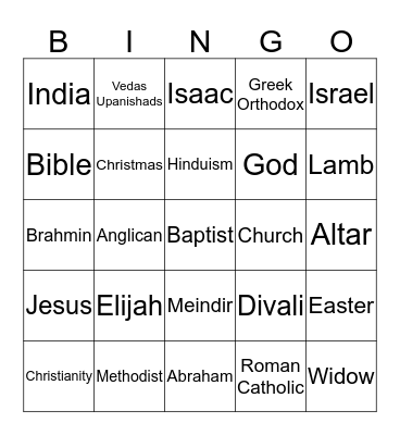 Bible Bingo Card