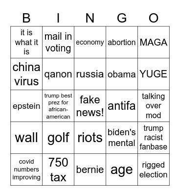 ay lmao Bingo Card