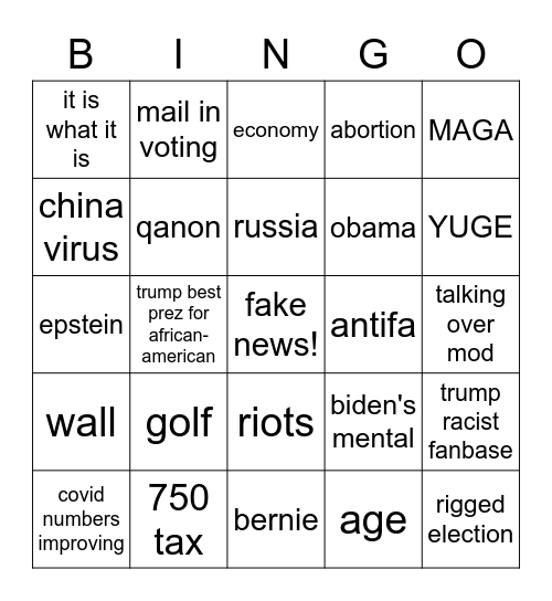 ay lmao Bingo Card