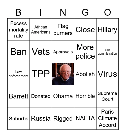 UMBC YDSA 1st Presidential Debate Watch Party Bingo Card