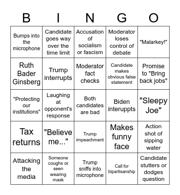 DEBATE BINGO Card