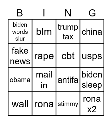 Shitshow Bingo Card