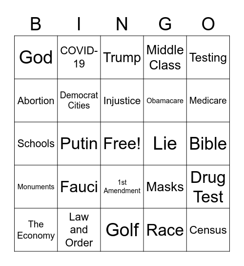 Vice Presidential debates Bingo Card