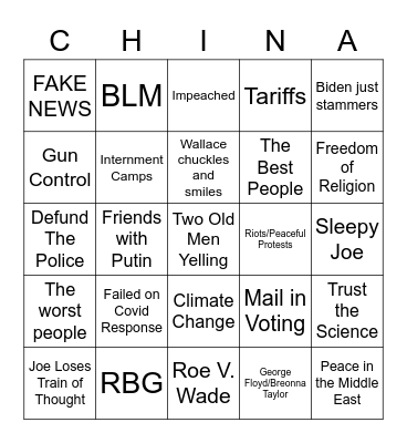 Debate Bingo Card