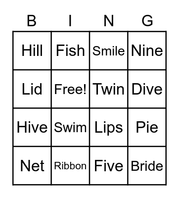 Long and short I Bingo Card