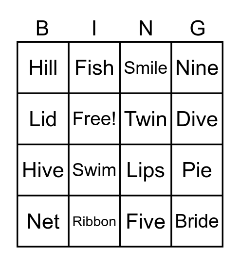 Long and short I Bingo Card