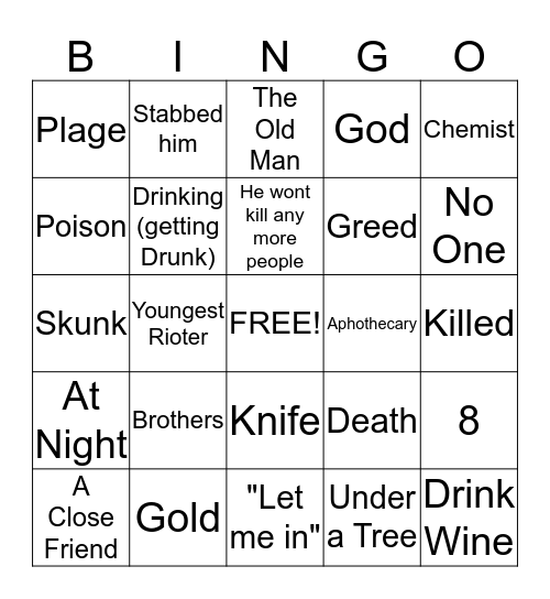 pardoner's tale Bingo Card