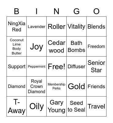 Young Living Bingo Card