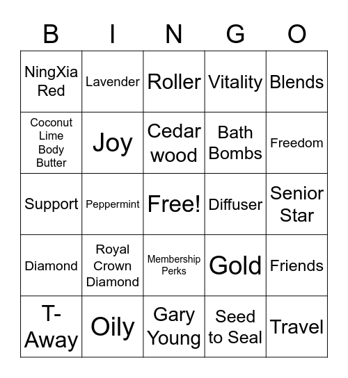 Young Living Bingo Card