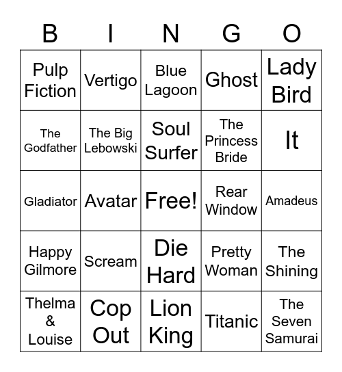 Movies Bingo Card