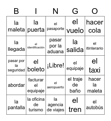 Avancemos 1 U 1.1 vocab Bingo Card