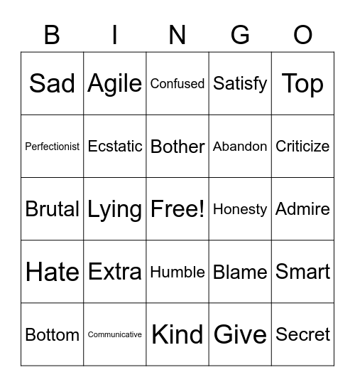 Hunter Gifted 5th Grade Vocab Synonym/Antonym #2 Bingo Card