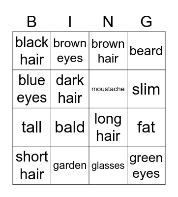 Physical appearance Bingo Card