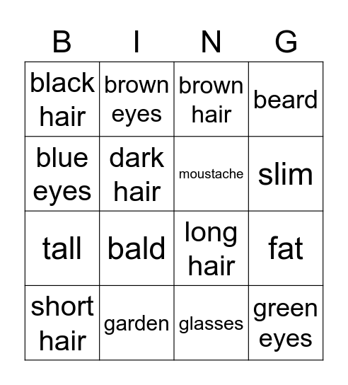 Physical appearance Bingo Card