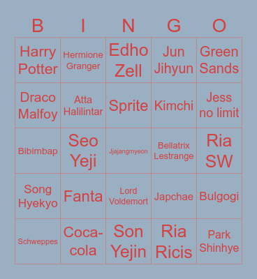 Punya Jisoo Bingo Card