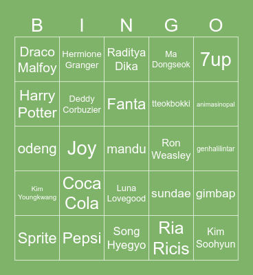 detSOOYOUNG's Bingo Card