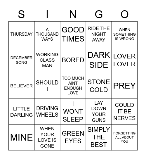 499 BARNES BREAKOUT TOUR 2020 Bingo Card