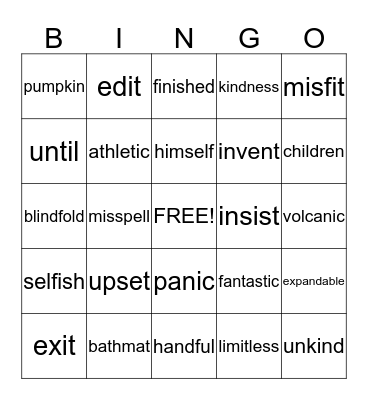 Fundations 2 Unit 5 Real Words Bingo Card