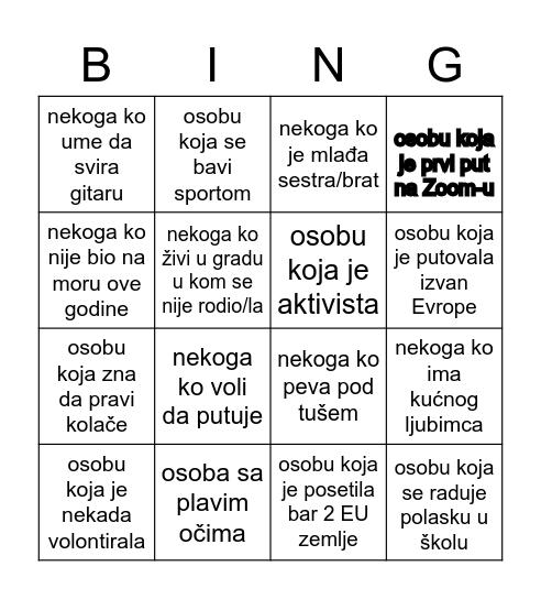 EU škola Bingo Card