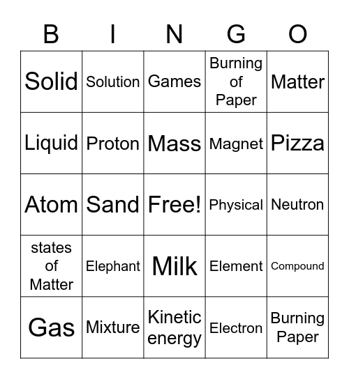 MATTER Bingo Card