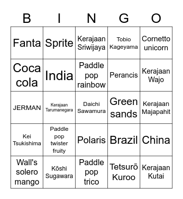 JOEY'S Bingo Card